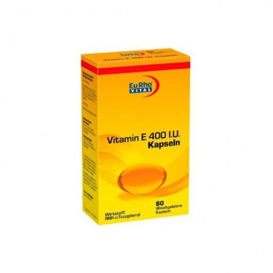 کپسول ویتامین ای 400 یورو ویتال | 60 عدد |حفظ سلامت عمومی بدن، تقویت باروری، ماهیچه ها، اعصاب، پوست و مو