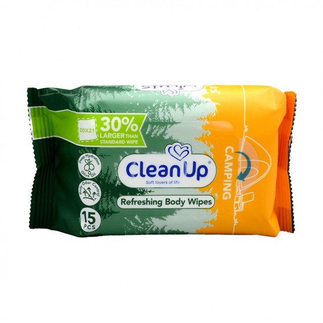 دستمال مرطوب پاک کننده بدن کلین آپ 15 عددی