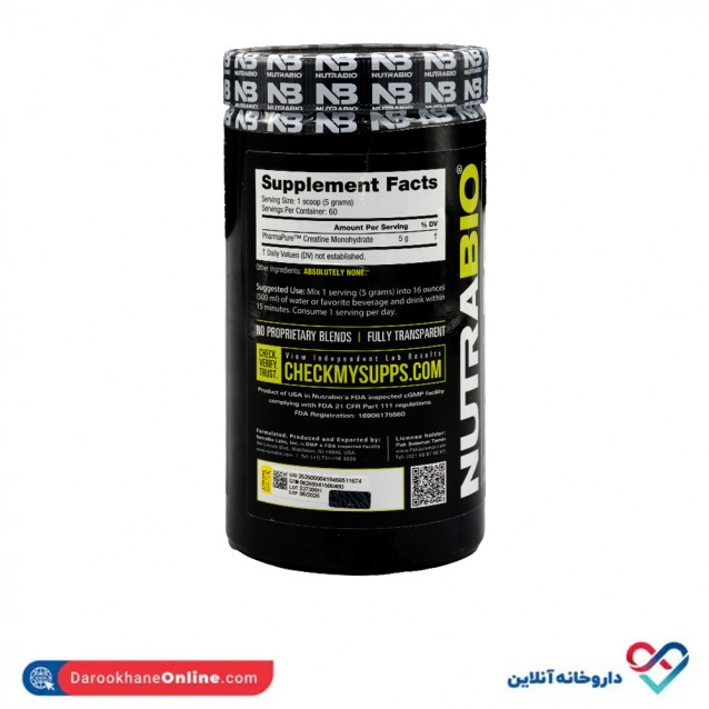 پودر کراتین مونوهیدرات نوترابایو 300 گرم