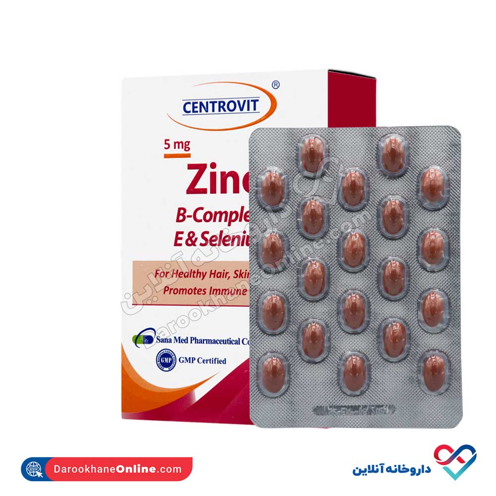 تصویر سافت ژل زینک+ ب کمپلکس+ ای+ سلنیوم سنتروویت 60 عددی 