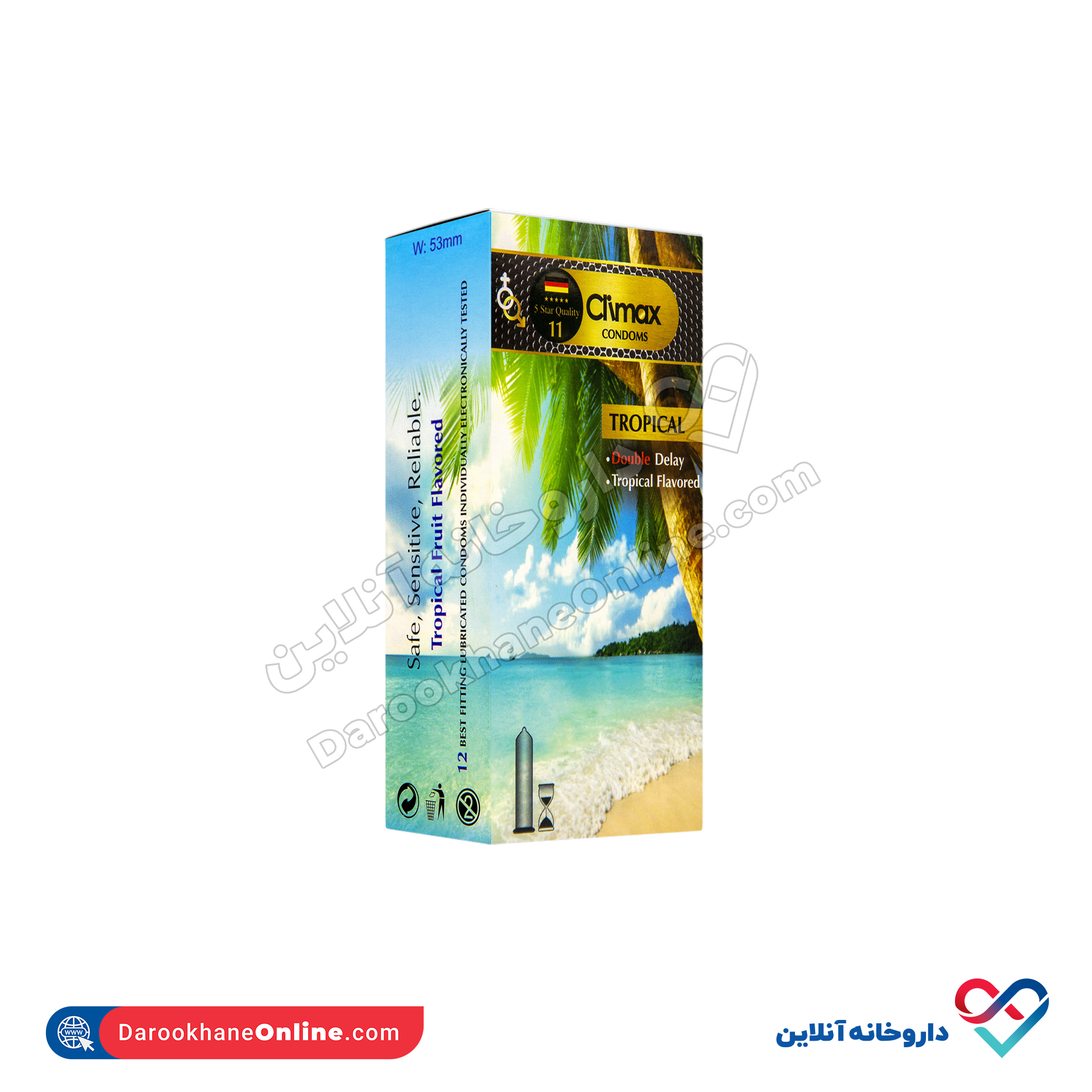 تصویر کاندوم تاخیری مدل tropical کلایمکس 12 عددی