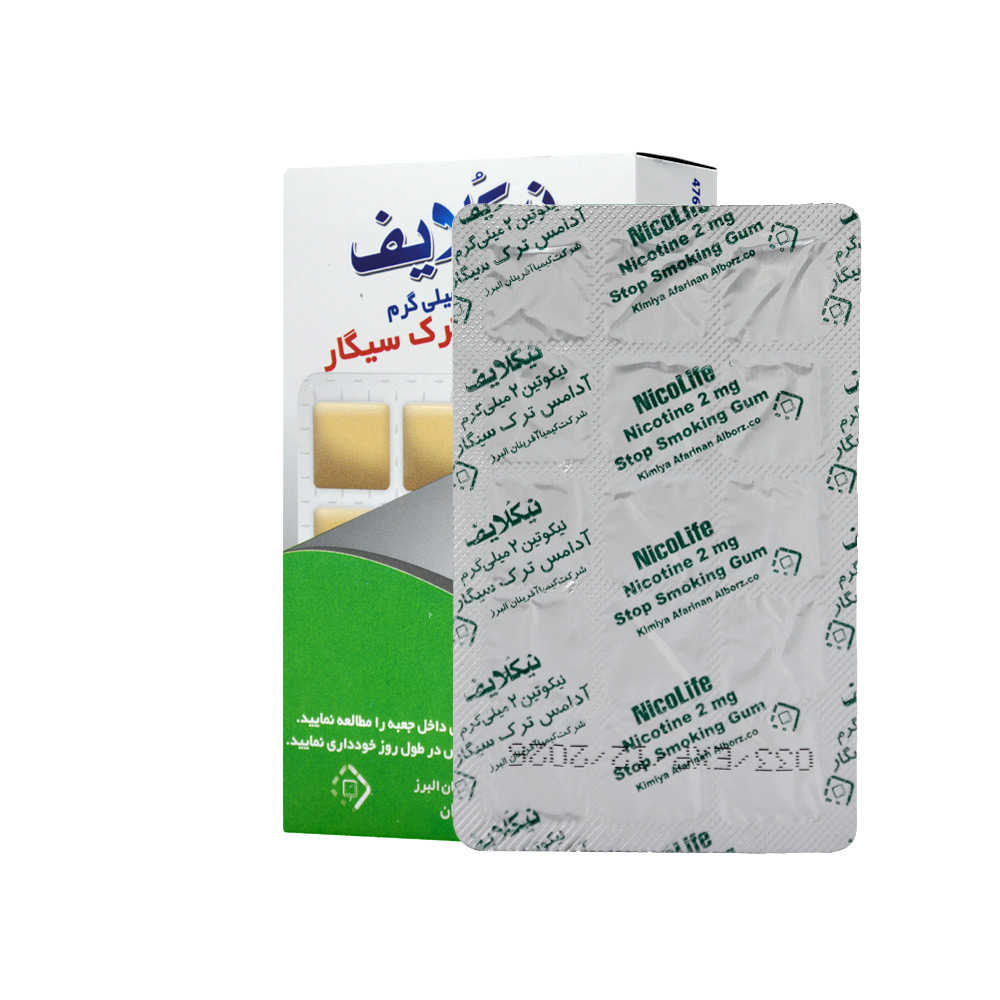 تصویر آدامس ترک سیگار نیکولایف 30 عددی