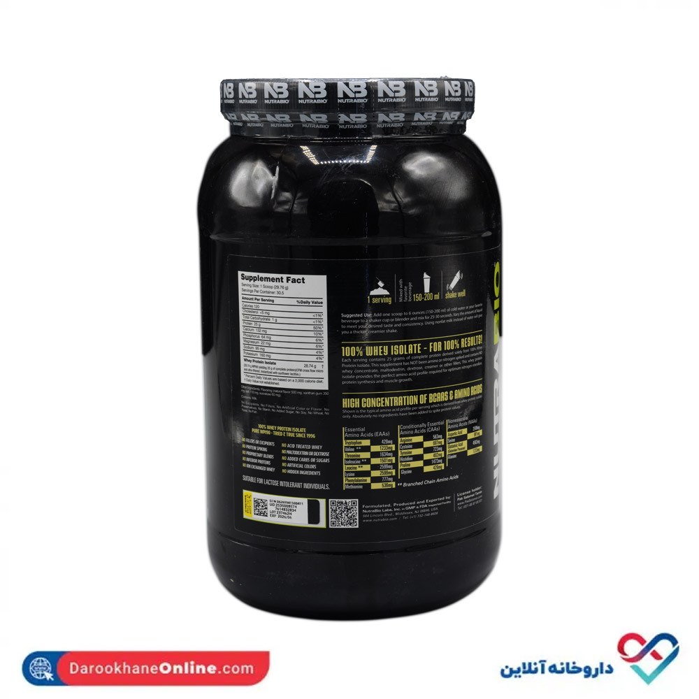 تصویر پودر پروتئین وی ایزوله نوترابایو 907 گرم