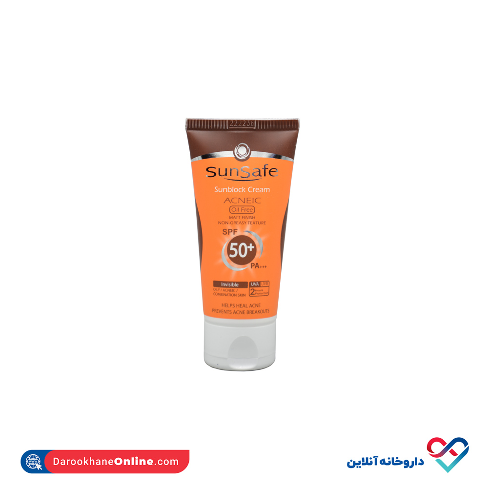 تصویر کرم ضد آفتاب فاقد چربی آکنس spf50 سان سیف