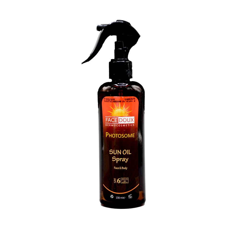 oil-photosome-sun-oil-spray-spf6-1 اسپری روغن آفتاب فوتوزوم فیس دوکس 230 میل - Image 1