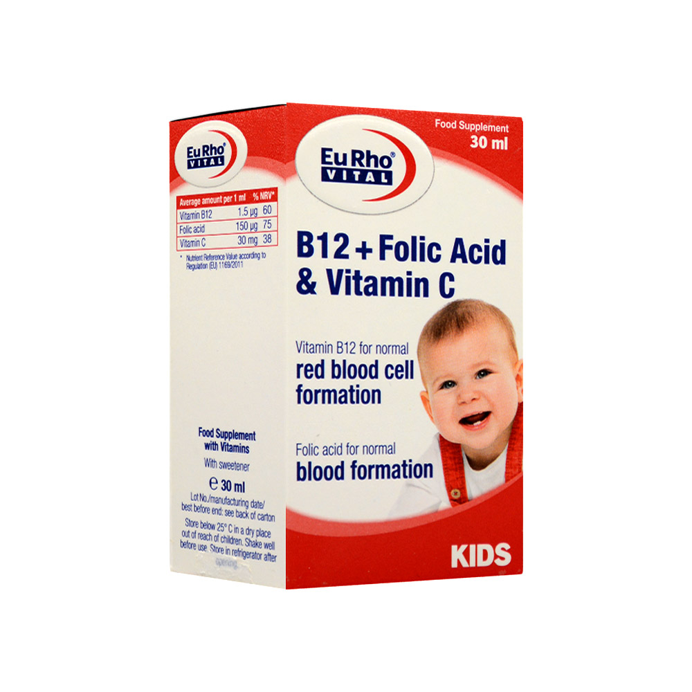 eurhovital-b12-and-folicacid-and-vitaminc-30ml-2 قطره ب12، فولیک اسید و ویتامین سی یوروویتال 30 میل - Image 2