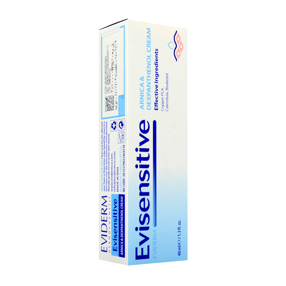 evisensitive-arnica-and-dexpanthenol-cream-eviderm-2 کرم ترمیم کننده حاوی عصاره آرنیکا و دکسپنتنول اوی سنسیتیو اویدرم 40 میل - Image 2