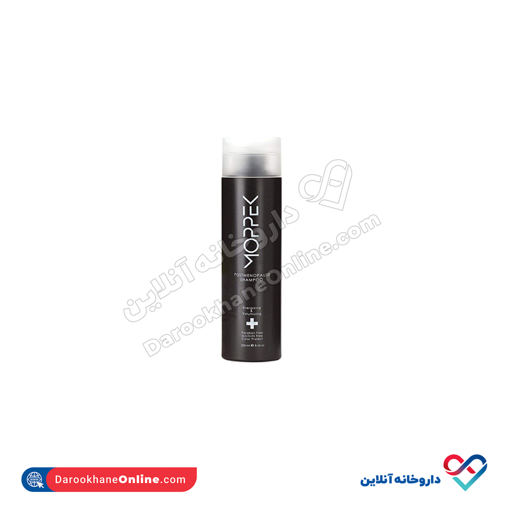 Moppek-Postmenopause-Hair-Shampoo-For-Compact-Hair-250ml.jpg شامپو موهای نازک و کم حجم موپک 250 میل - Image 1