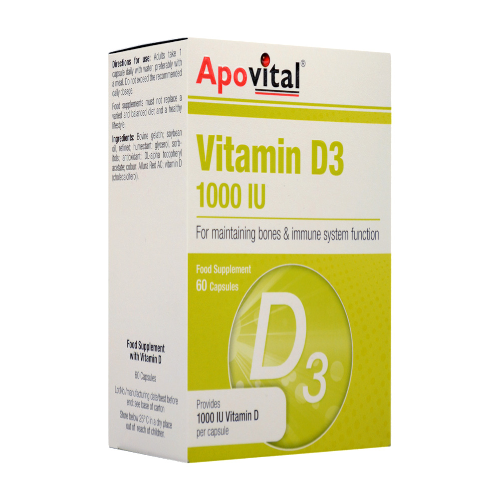 apovital-vitamin-d3-1000iu-60capsules-2.jpg کپسول ویتامین د3 1000 آپوویتال 60 عددی - Image 4