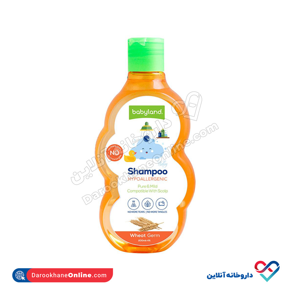 babyland-gandom.jpg شامپو بچه بی بی لند حاوی پروتئین جوانه گندم 200 میل - Image 1
