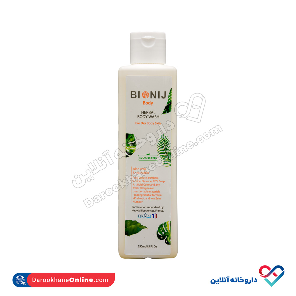 bionij-herbal-body-wash-for-dry-skin-4.jpg شامپو بدن پوست خشک گیاهی بیونیج 250 میل - Image 4