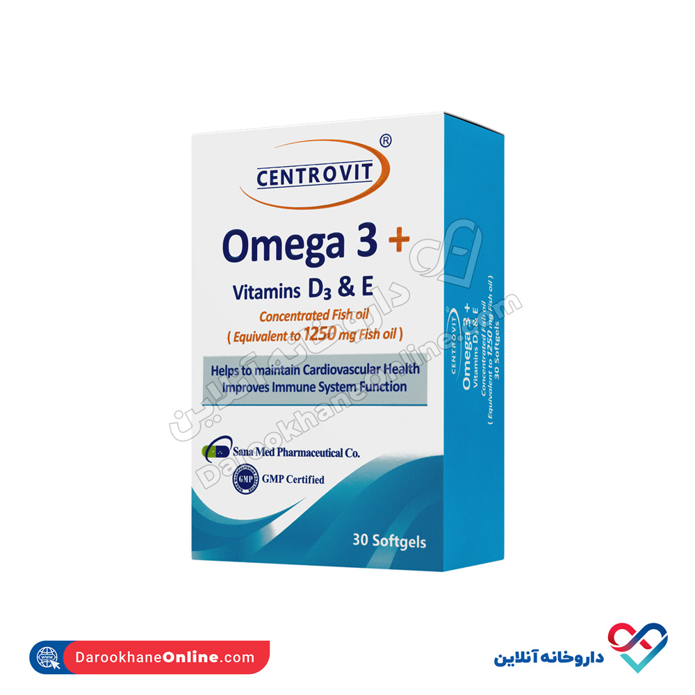centrovit-omega3-vtamind3-vitamine-1.jpg سافت ژل امگا 3 ویتامین D3 و E سنتروویت 30 عدد - Image 1