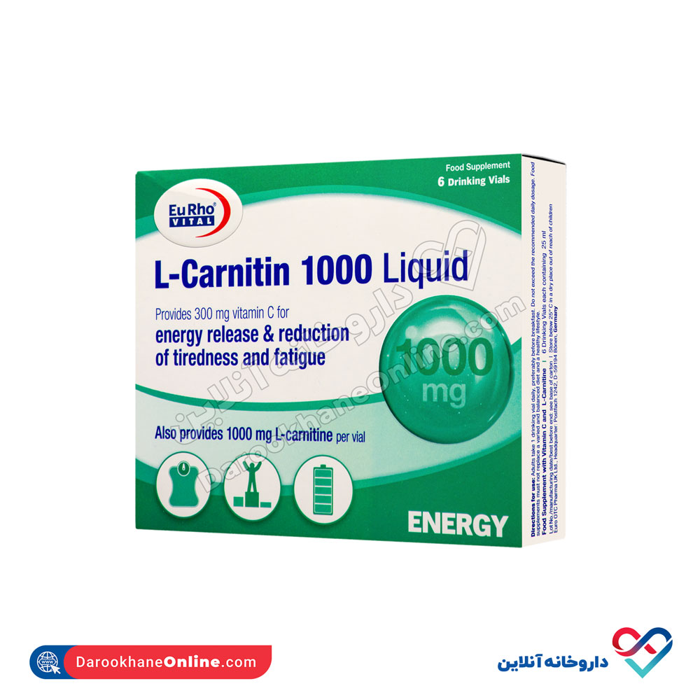 eurho-vital-ova-l-carnitin-1000-liquid-1.jpg ویال ال کارنیتین لیکوئید یوروویتال 6 عددی - Image 1