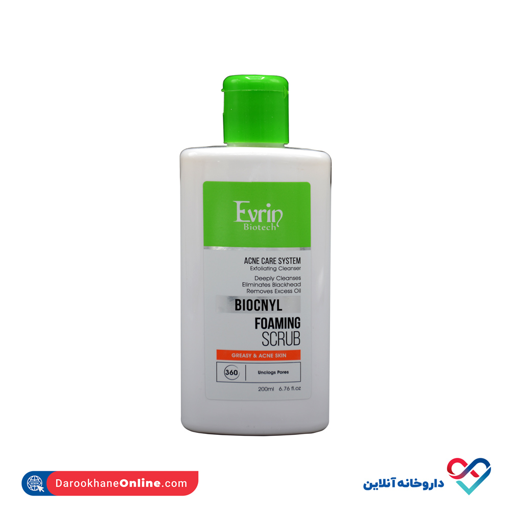 evrin-biotech-biocnyl-anti-acne-gel-2.jpg ژل شوینده لایه بردار اورین 200 میل - Image 2