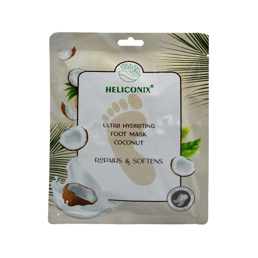repair-softnes-foot-mask-coconut-heliconix-1.jpg ماسک سلولزی پا حاوی لوسیون رطوبت رسان شیرنارگیل هلیکونیکس - Image 1
