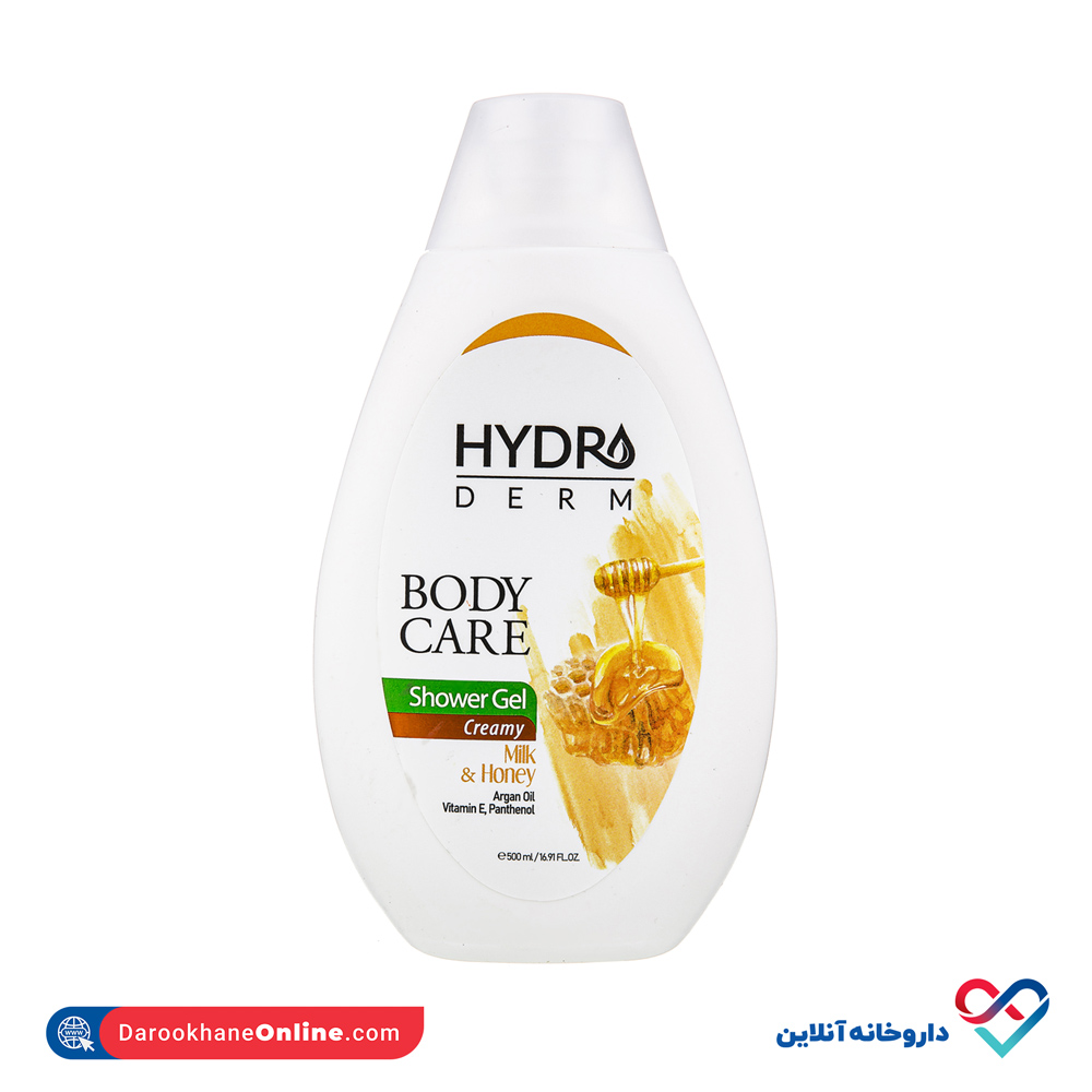 hydroderm-body-care-shower-gel-creamy-milk-and-hony-500ml-1.jpg شامپو بدن کرمی هیدرودرم با رایحه شیر و عسل 500 میل - Image 1