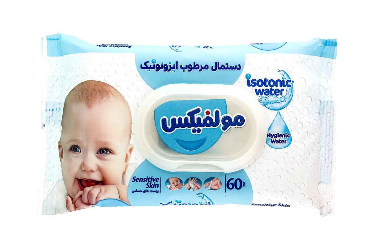 molfix-isotonic-water-wet-wipes-1.jpg دستمال مرطوب کودک ایزوتونیک مولفیکس 60 عددی - Image 1