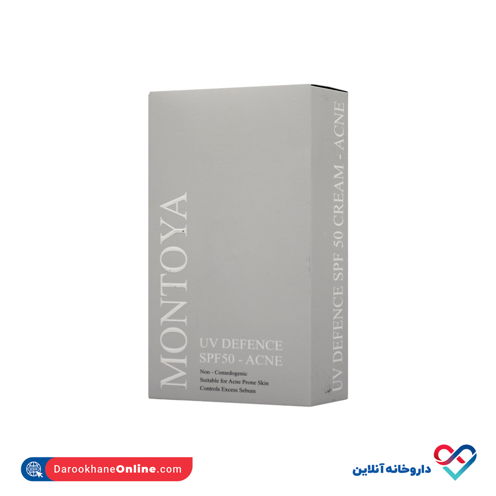 uv-defence-spf50-anti-acne-montoya-1.jpg کرم ضد آفتاب فاقد چربی رنگی ضد آکنه با spf 50 مونتویا 30 میل - Image 1