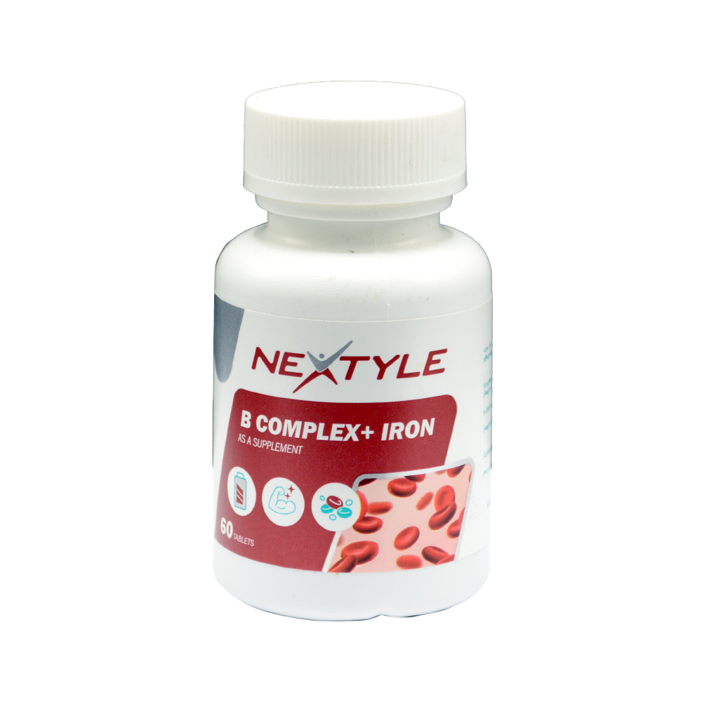 nextyle-b-complex-plus-iron-60tabs-1.jpg قرص ب کمپلکس پلاس آهن نکستایل 60 عددی - Image 1