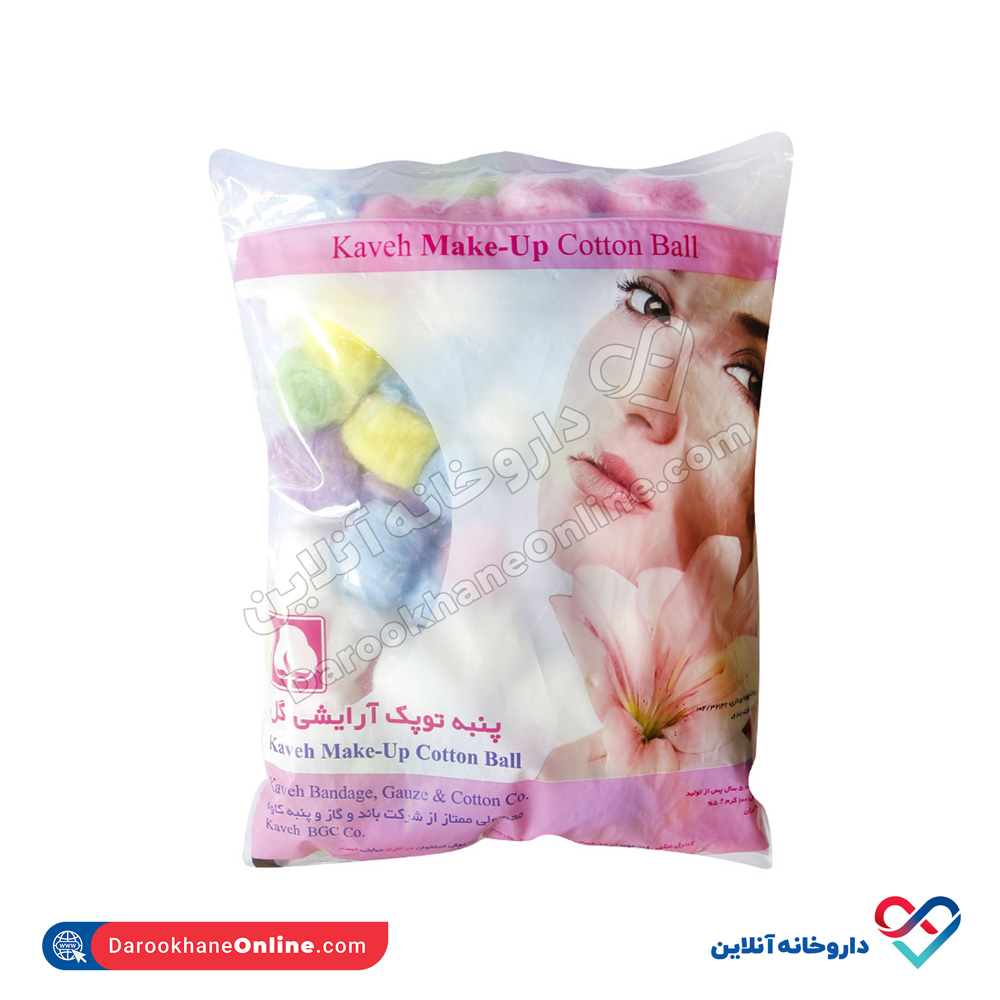 Gol-Make-Up-Cotton-Ball-100-g.jpg پنبه توپک در دو نوع رنگی و سفید برند گل - Image 1