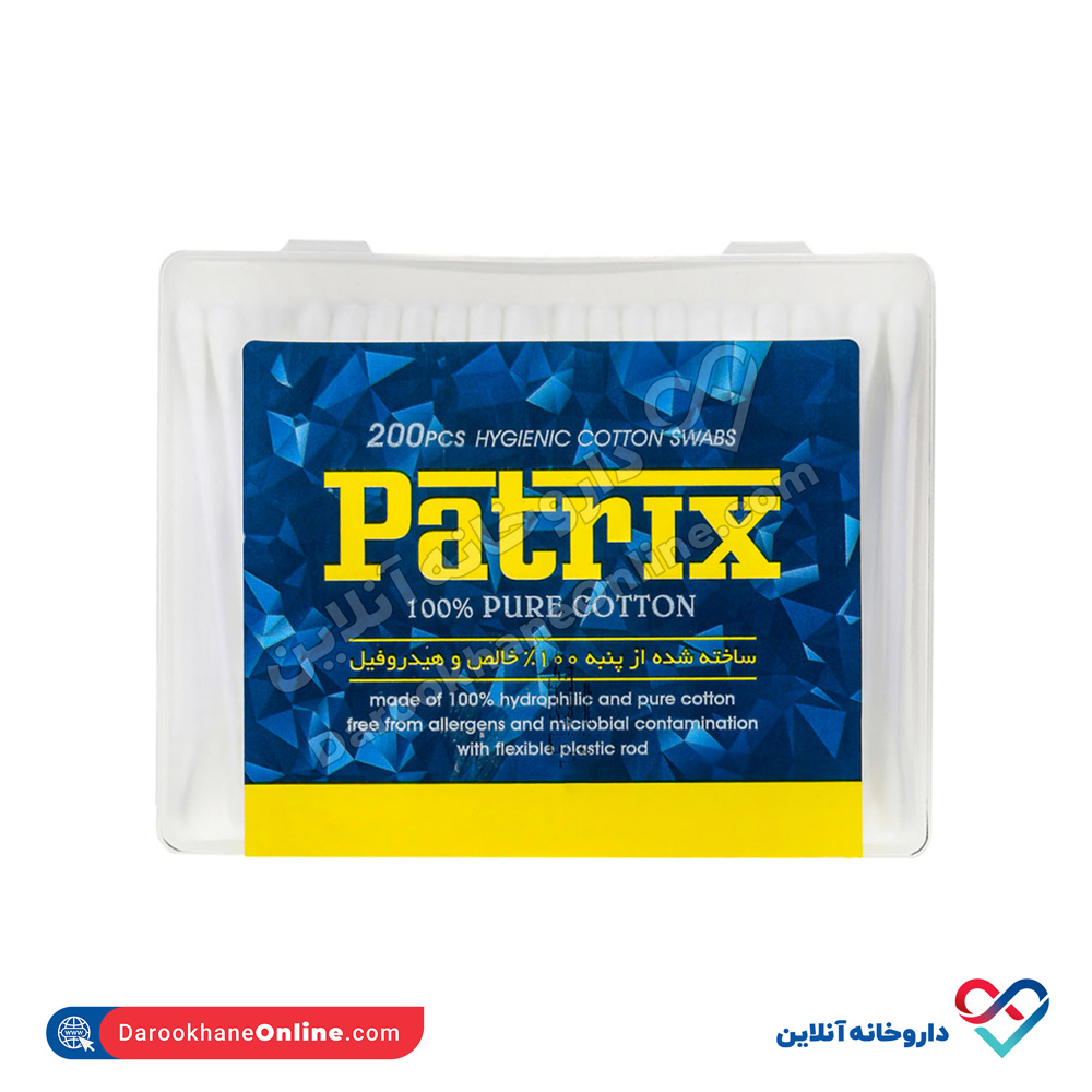 Patrix-100-Pure-Cotton-Buds-200.jpg گوش پاک کن پاتریکس 200 عدد - Image 1