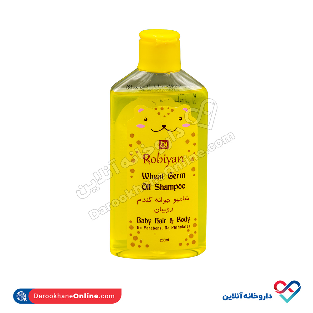 robiyan-wheat-germ-oil-shampoo-baby-hair-body-1.jpg شامپو جوانه گندم سر و بدن روبیان 200 میل - Image 1