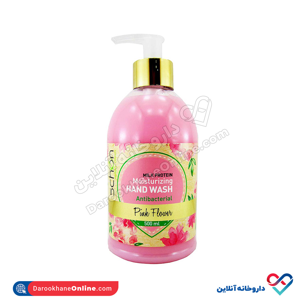 schon-pink-flower-hand-wash1.jpg مایع دستشویی کرمی پینک فلاور شون 500 میل - Image 1