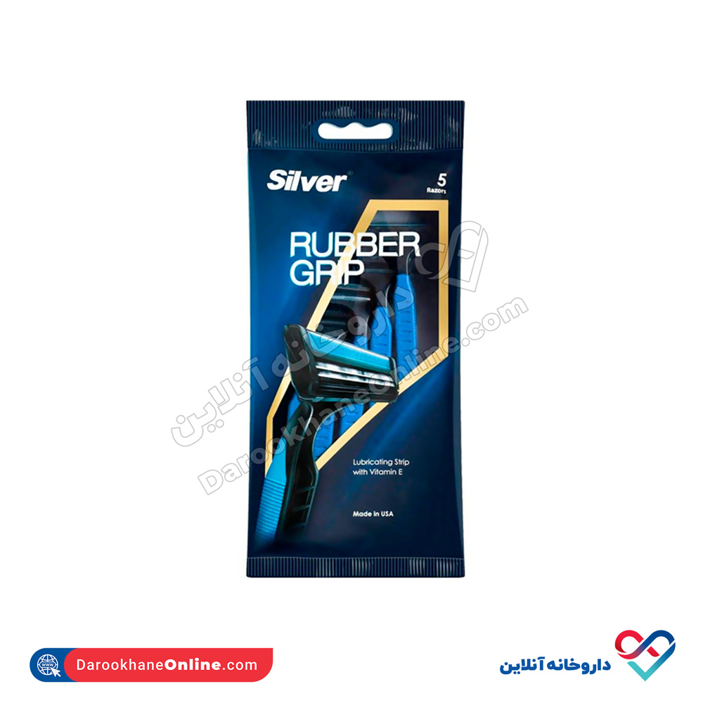 rubber-grip-blue-blade.jpg تیغ اصلاح مردانه سیلور مدل Rubber Grip Blue - Image 1