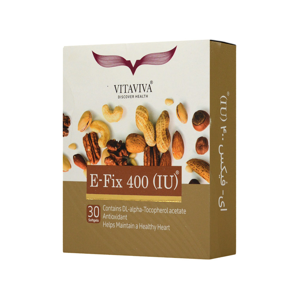 vitaviva-e-fix-400-iu-30-softgels-1.jpg سافت ژل ای فیکس ویتامین ای 400 واحد ویتاویوا 30 عددی - Image 1