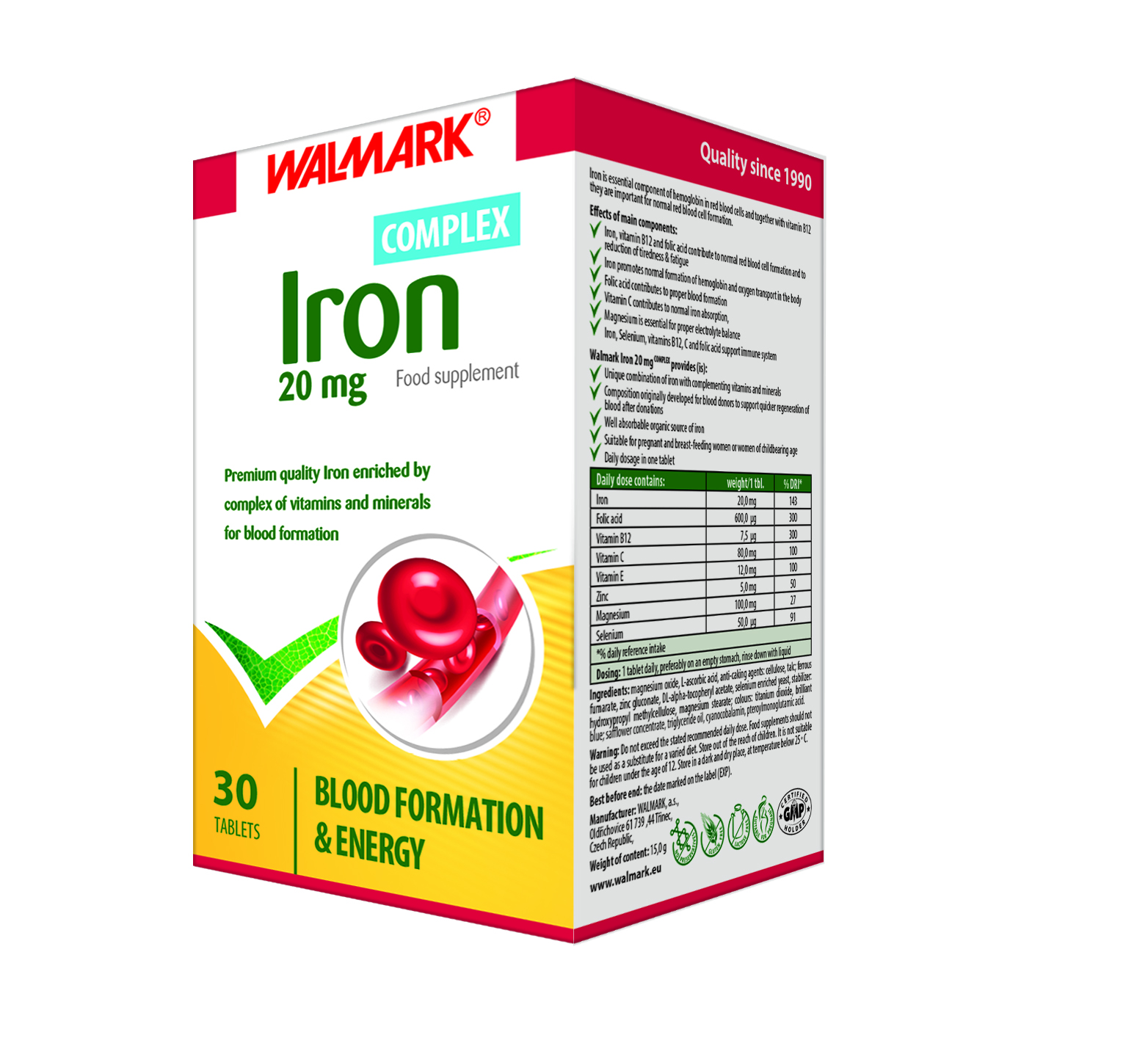 walmark.iron.jpg قرص آیرون کمپلکس والمارک 30 عددی - Image 1