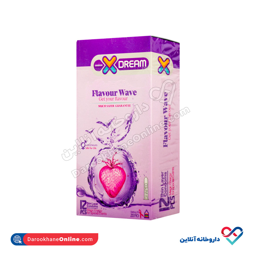 xdream-flavorwave-condom-1.jpg کاندوم میوه ای فلیور ویو ایکس دریم 12 عدد - Image 1