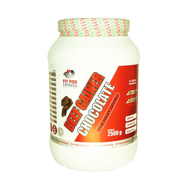 BeefGainerChocholate1 پودر بیف گینر فیت فاکس 2500 گرم - Image 1