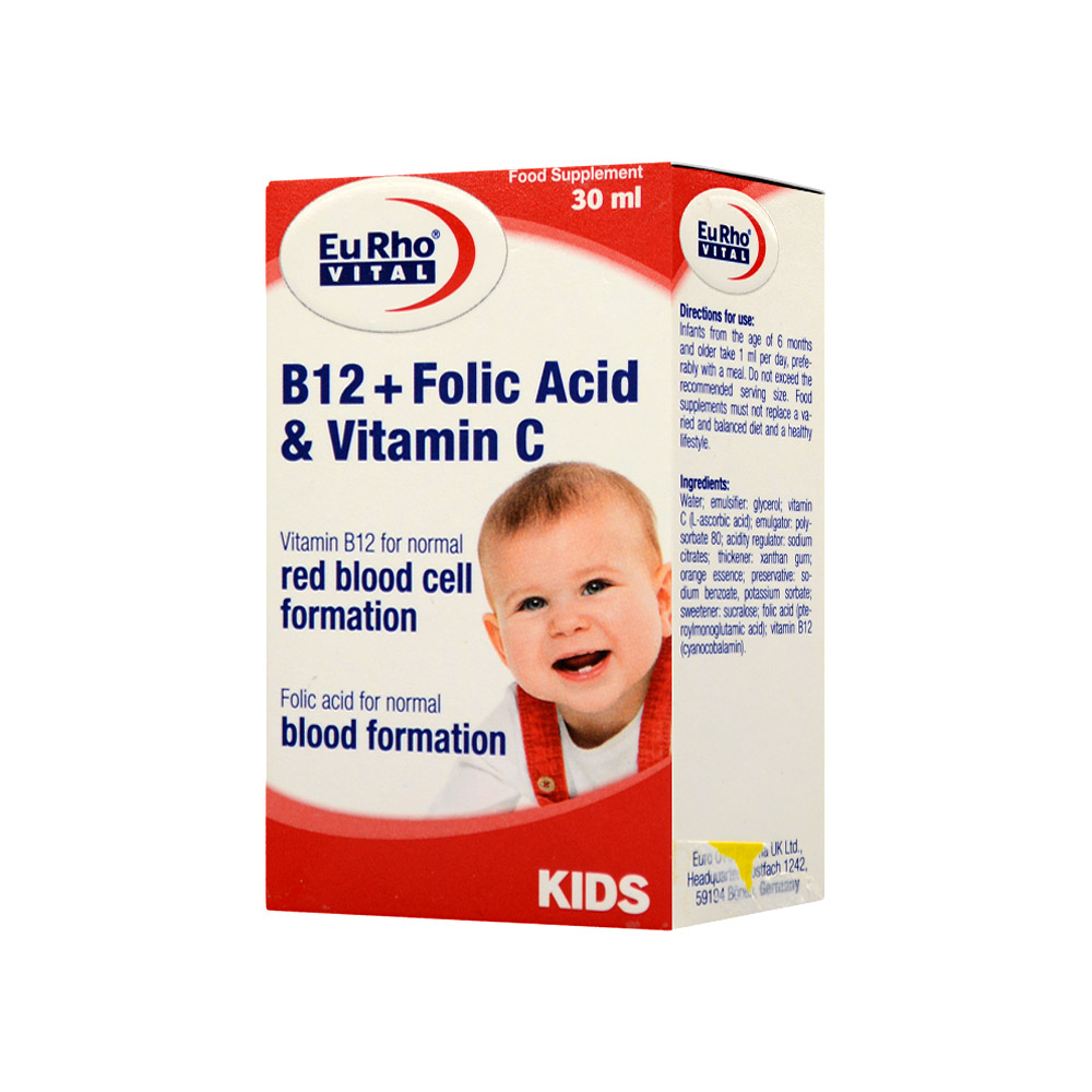 eurhovital-b12-and-folicacid-and-vitaminc-30ml-1 قطره ب12، فولیک اسید و ویتامین سی یوروویتال 30 میل - Image 1
